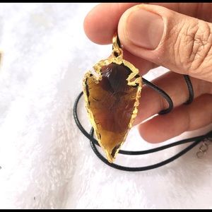 Smokey Quartz arrowhead pendant, crystal necklace 18 inch